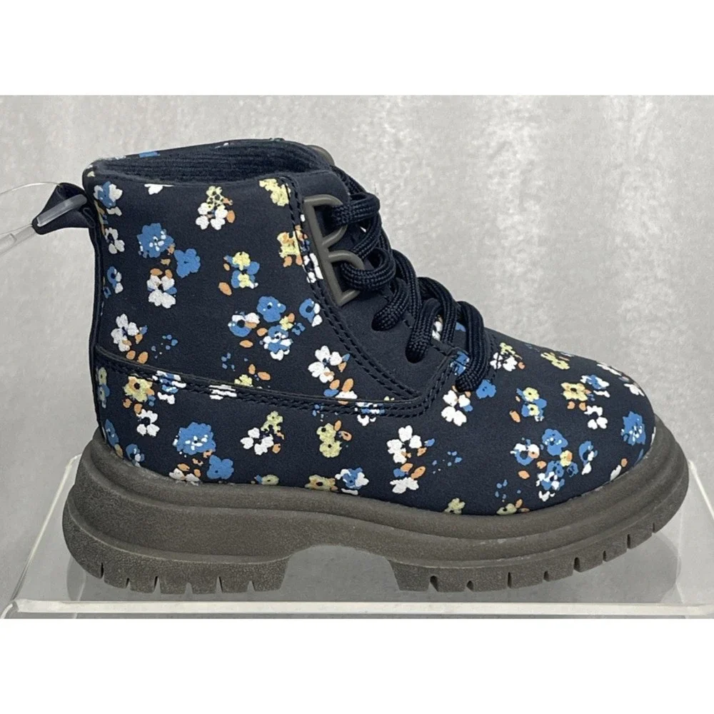 Oshkosh Floral Flower‎ Print Blue Fashion Boots Toddler Girls Size 5 NEW